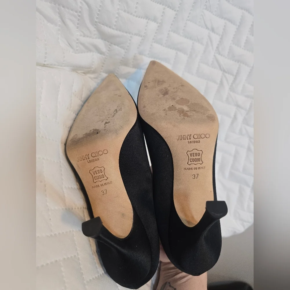 Jimmy Choo Crystal Accent Black Pointed Pumps Heels - Picture 9 of 15